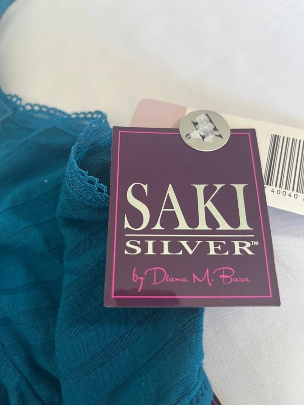 Saki silver Stretch Lace-Trim Teal Bralette with Adjustable Straps